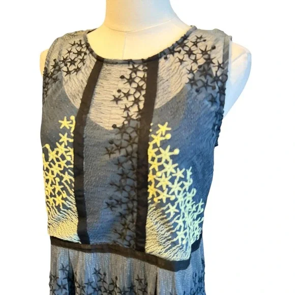 Sundance Boho Maxi Dress 4 Mesh Embroidered Sheer Indie Festival Cottagecore - Picture 2 of 12